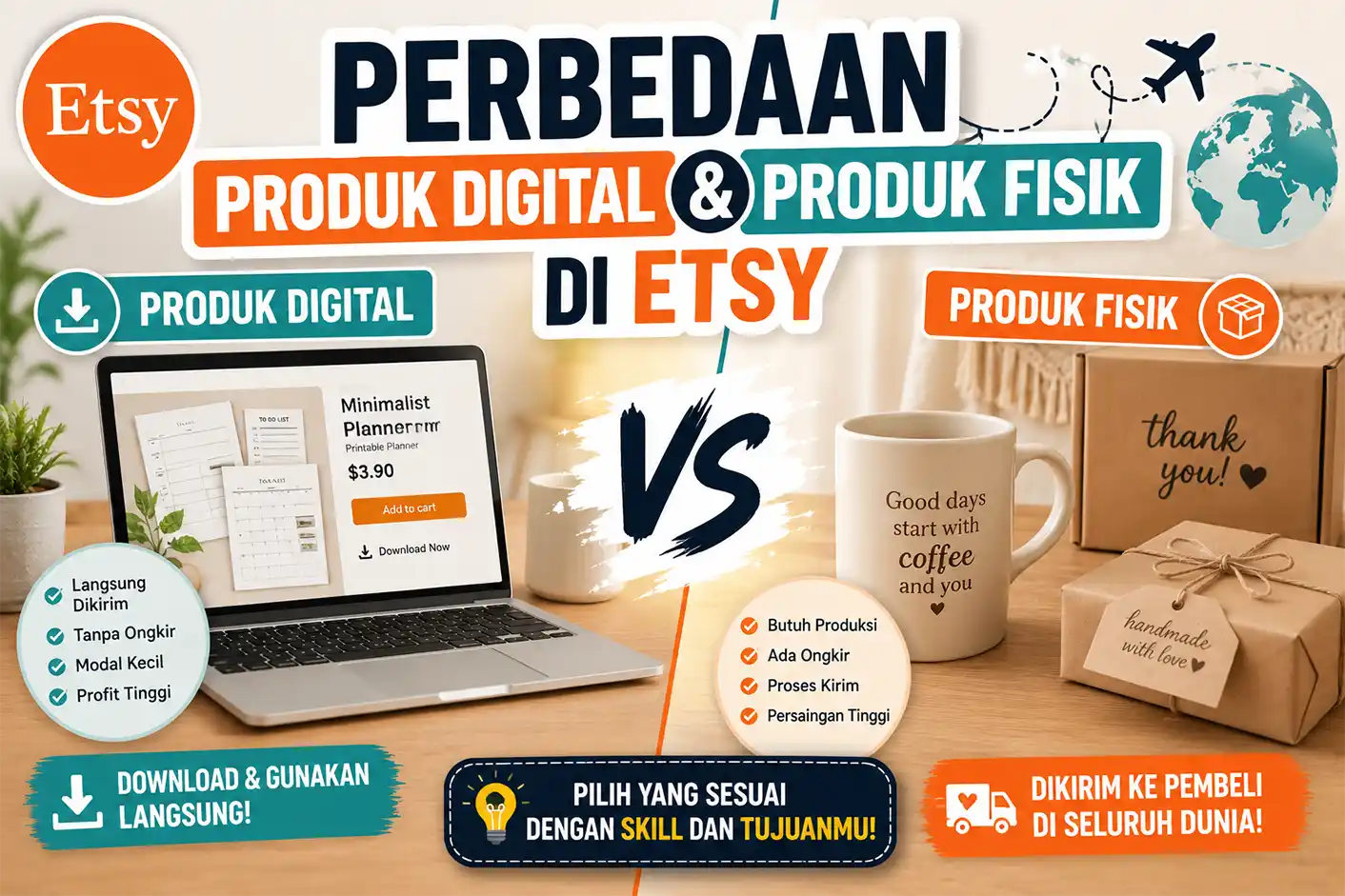 Perbedaan Produk Digital dan Produk Fisik di Etsy